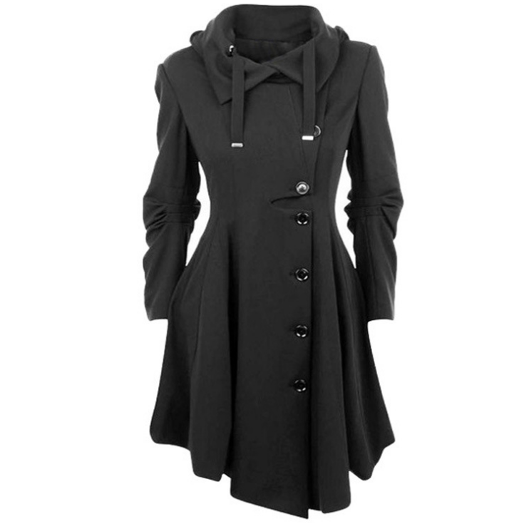 Coat Stand Collar Long Sleeve Women Overcoat Elegant Single-Breasted Slim Image 1