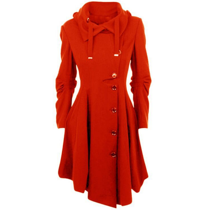 Coat Stand Collar Long Sleeve Women Overcoat Elegant Single-Breasted Slim Image 2