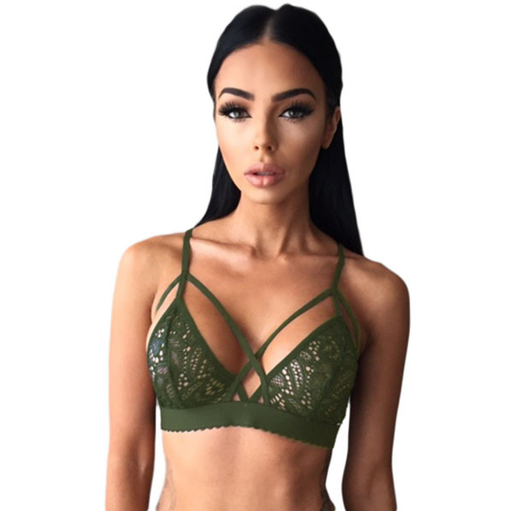 Floral Sheer Lace Triangle Bralette Bra Crop Top Bustier Image 4