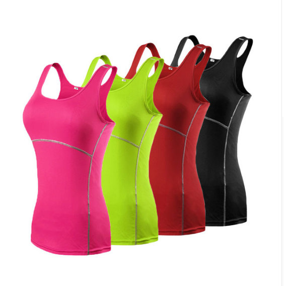 Girls Skinny Sportswear Compression Fitness Shirt Run Tank Tops Image 1
