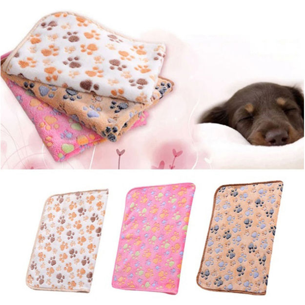 1 Pc Cute Pet Warm Paw Dog Puppy Fleece Soft Blanket Beds Mat Image 4