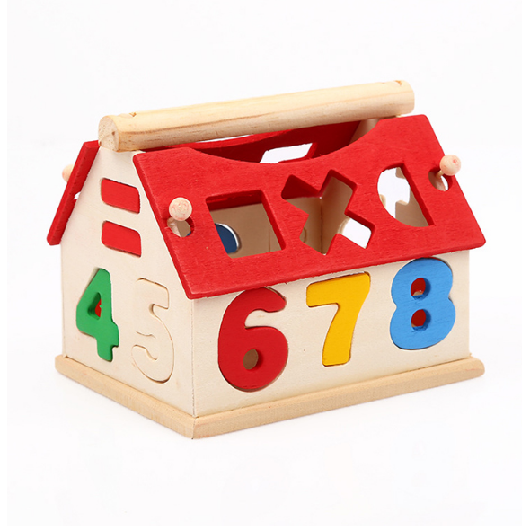 Baby Kids Wooden House Building Blocks Educational Learning Developmental Toy Image 2