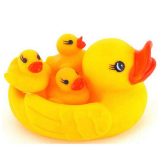 4 Pcs Cute 1 Mother Duck and 3 Yellow Duckling Sounding Swimming Animals Toys Image 2
