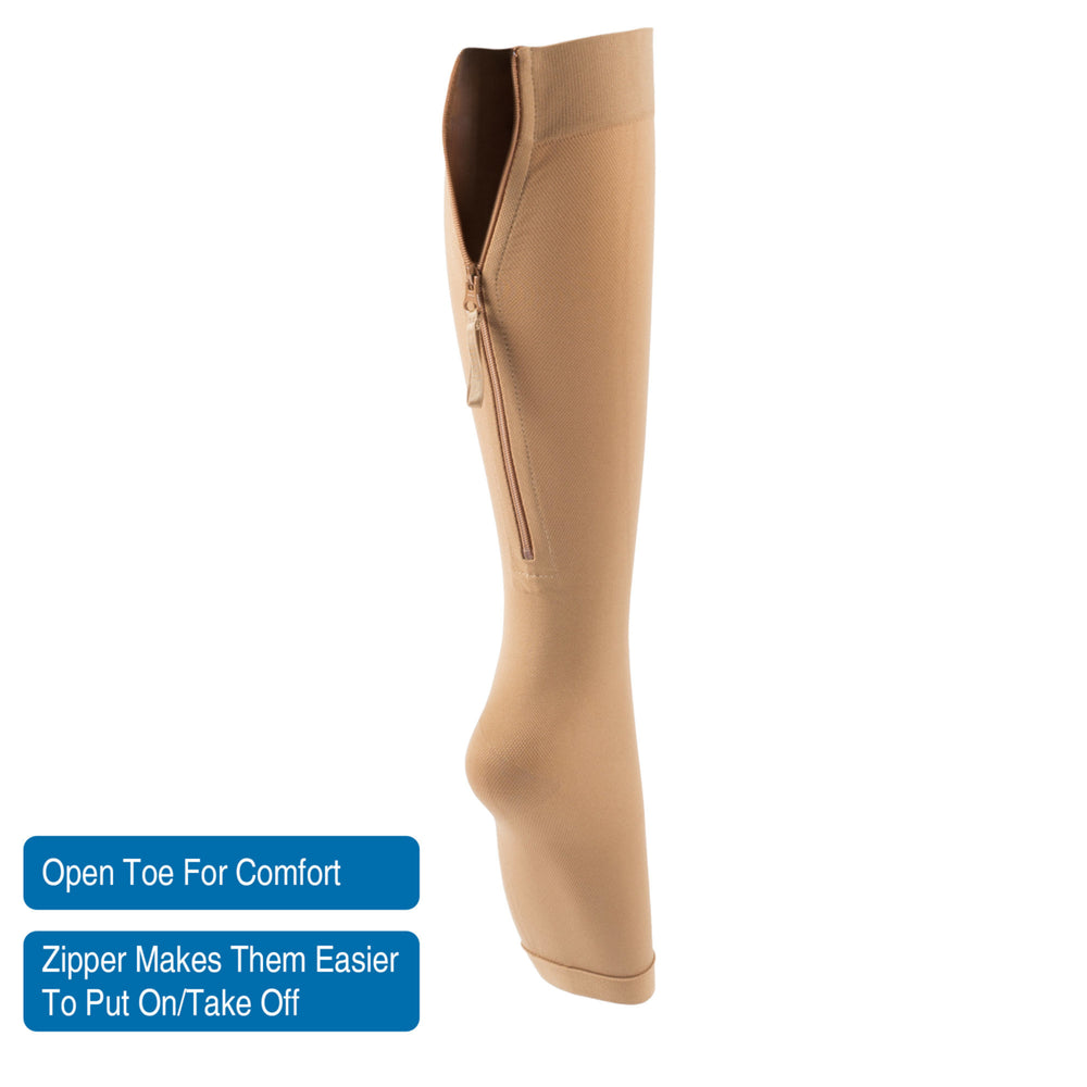 XL One Pair Zippered Compression Socks Increase Blood Flow and Decrease Swelling Image 2