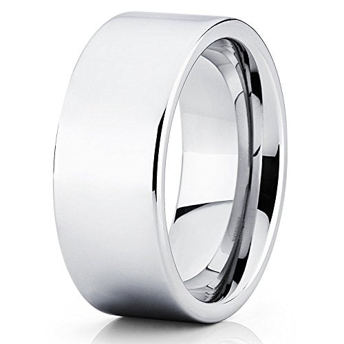 12mm Silver Tungsten Ring Tungsten Carbide Ring Shiny Polish Tungsten Band Image 1