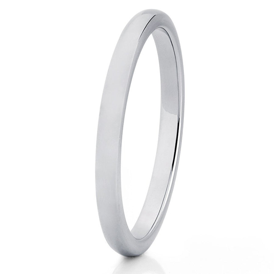 2mm Polished Silver Tungsten Carbide Ring Womens Tungsten Wedding Band Ladies Comfort Fit Image 1