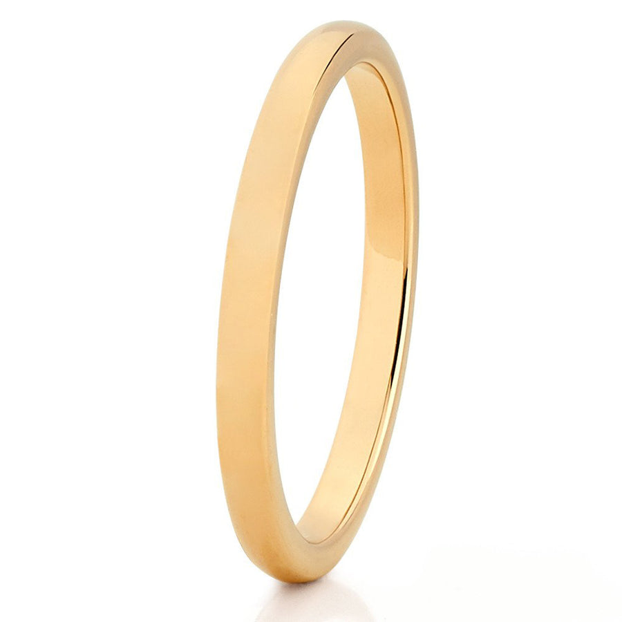 2mm Yellow Gold Tungsten Carbide Ring Womens Tungsten Wedding Band Ladies Comfort Fit Image 1