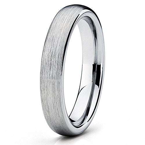 4mm Tungsten Wedding Band Gray Tungsten Ring Brushed Dome Tungsten Band Men and Women Comfort Fit Image 1