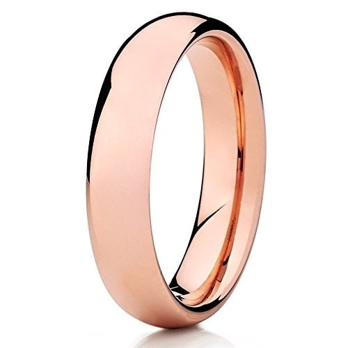 5mm Rose Gold Tungsten Ring Shiny Polish Tungsten Ring Dome Tungsten Band Image 1