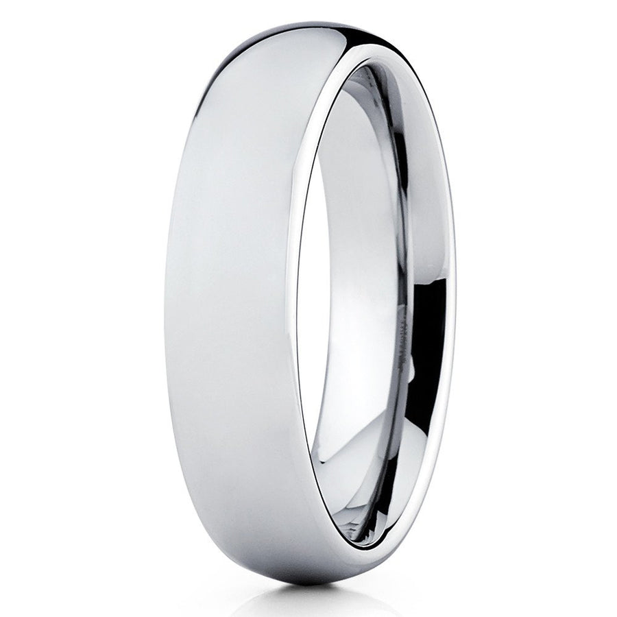 5mm Polished Silver Tungsten Carbide Wedding Band Gray Tungsten Ring Classice Dome Comfort Fit Image 1