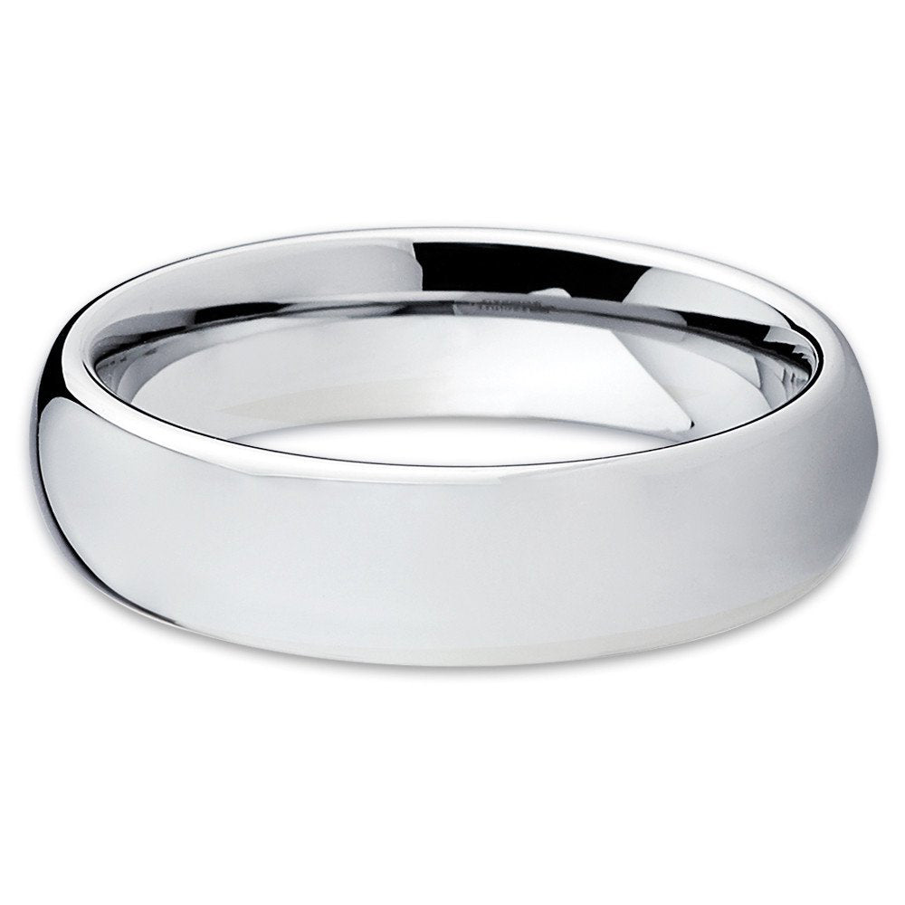 5mm Polished Silver Tungsten Carbide Wedding Band Gray Tungsten Ring Classice Dome Comfort Fit Image 2