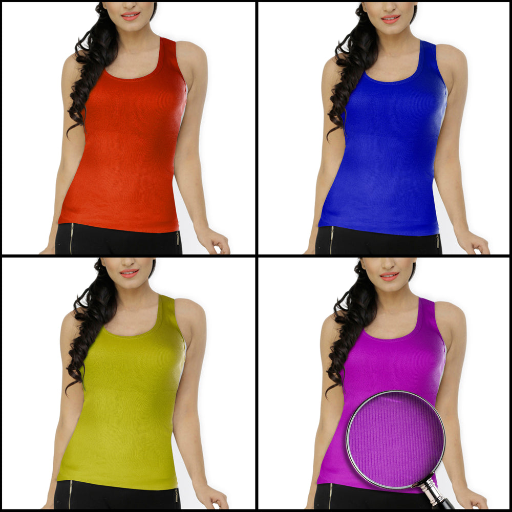 12-Pack Womens 100% Cotton Ribbed Racerback Tank Tops S-XXL Various Colors Image 2