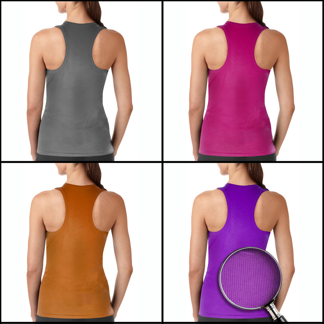 12-Pack Womens 100% Cotton Ribbed Racerback Tank Tops S-XXL Various Colors Image 3