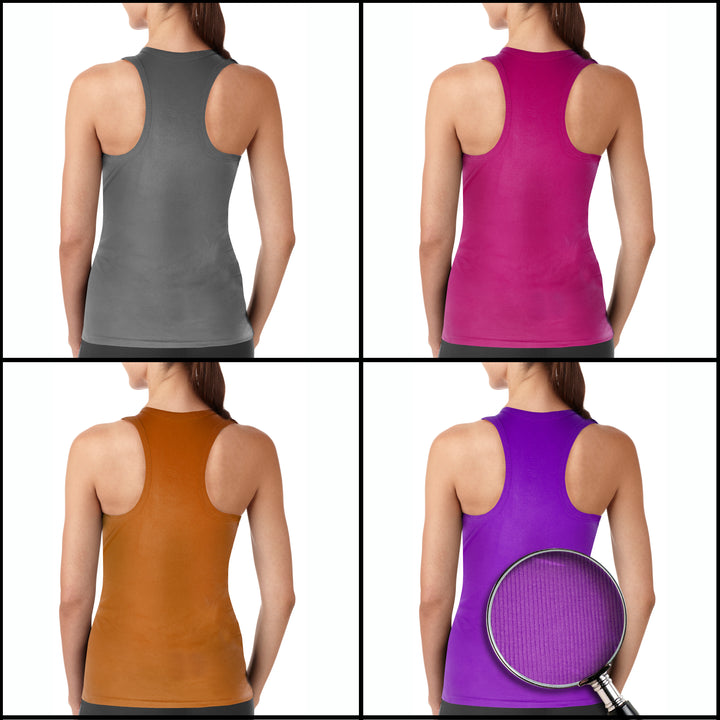 12-Pack Womens 100% Cotton Ribbed Racerback Tank Tops S-XXL Various Colors Image 3