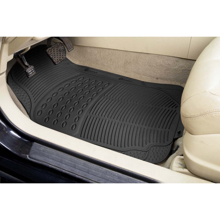 Zone Tech 3 Row 4 Piece Black Universal Rubber All Weather Car Floor Mats Image 3