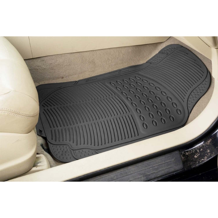 Zone Tech 3 Row 4 Piece Black Universal Rubber All Weather Car Floor Mats Image 4