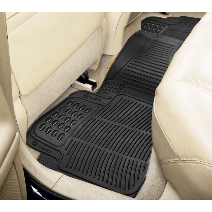 Zone Tech 3 Row 4 Piece Black Universal Rubber All Weather Car Floor Mats Image 4