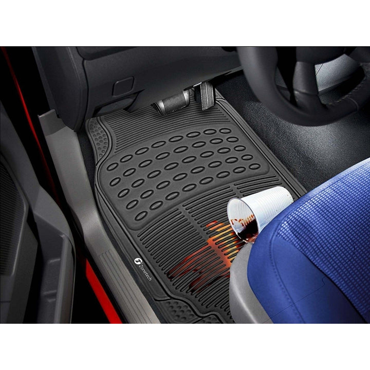 Zone Tech 3 Row 4 Piece Black Universal Rubber All Weather Car Floor Mats Image 7