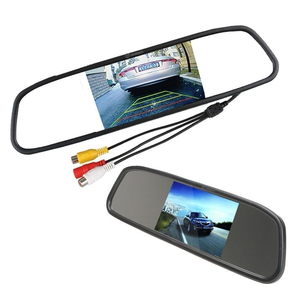 Zone Tech 4.3" TFT Car LCD Screen Rear Monitor View Rearview DVD AV Mirror Kit Image 2