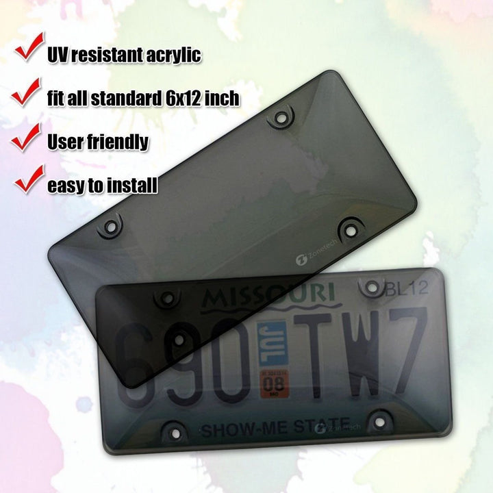 Zone Tech License Plate Tag Frame Cover Shield Car Truck Image 2