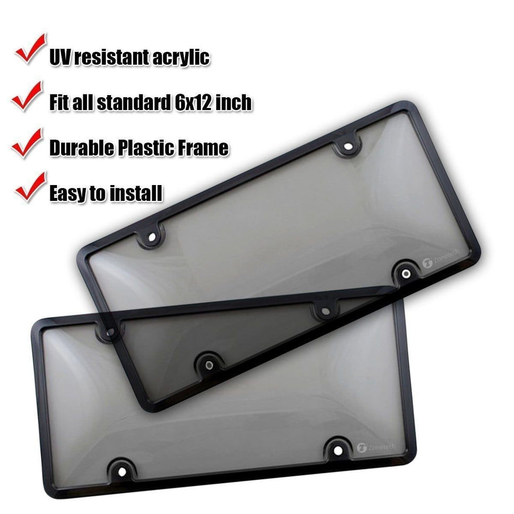 Zone Tech 2x Clear License Plate Tag Shield Cover and Frame Auto Image 2