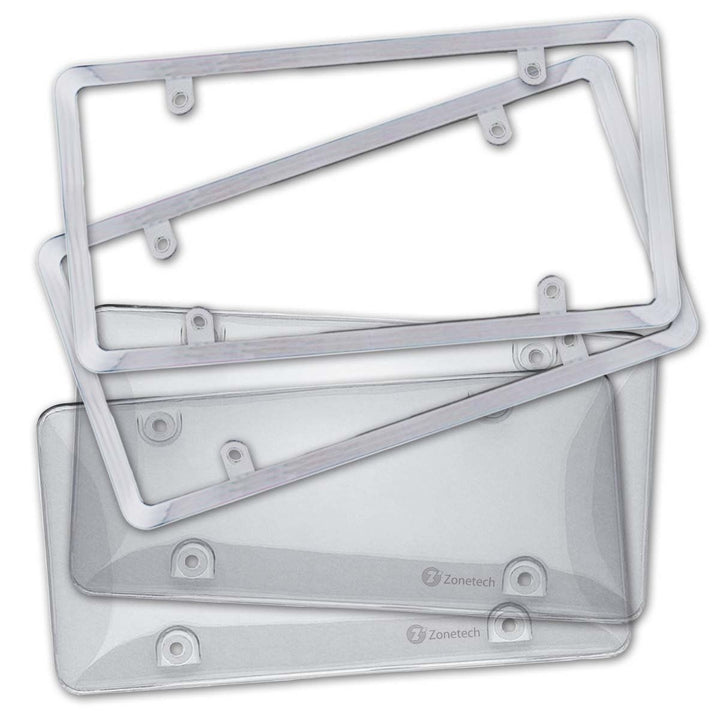 Zone Tech 2x Clear Tag License Plate Shield Cover and Frame Truck Car Image 1