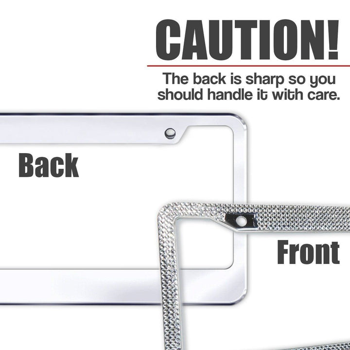 Zone Tech Metal License Plate Frame Bling Rhine Stones Chrome Crystal Diamond Image 7