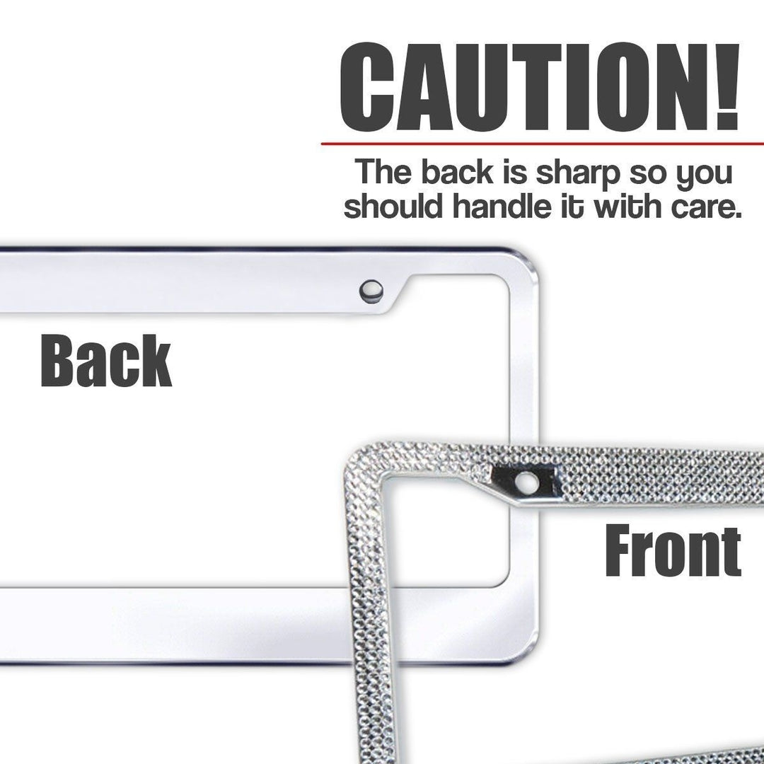 Zone Tech 2x Metal License Plate Frame Bling Rhinestone Chrome Crystal Diamond Image 7