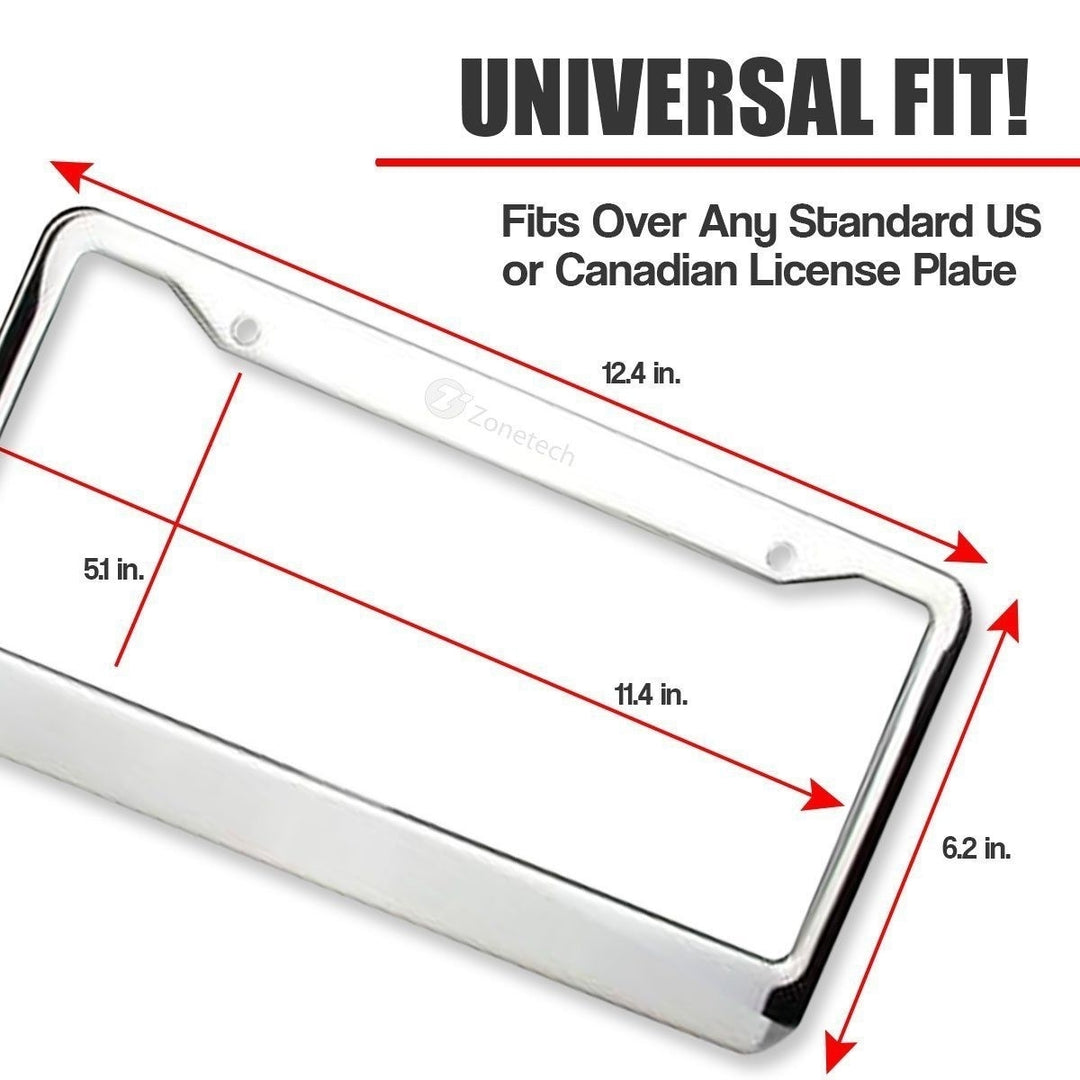 Zone Tech 2x Slim Chrome Stainless Steel License Plate Frame Screw Cap 4 Hole Image 3