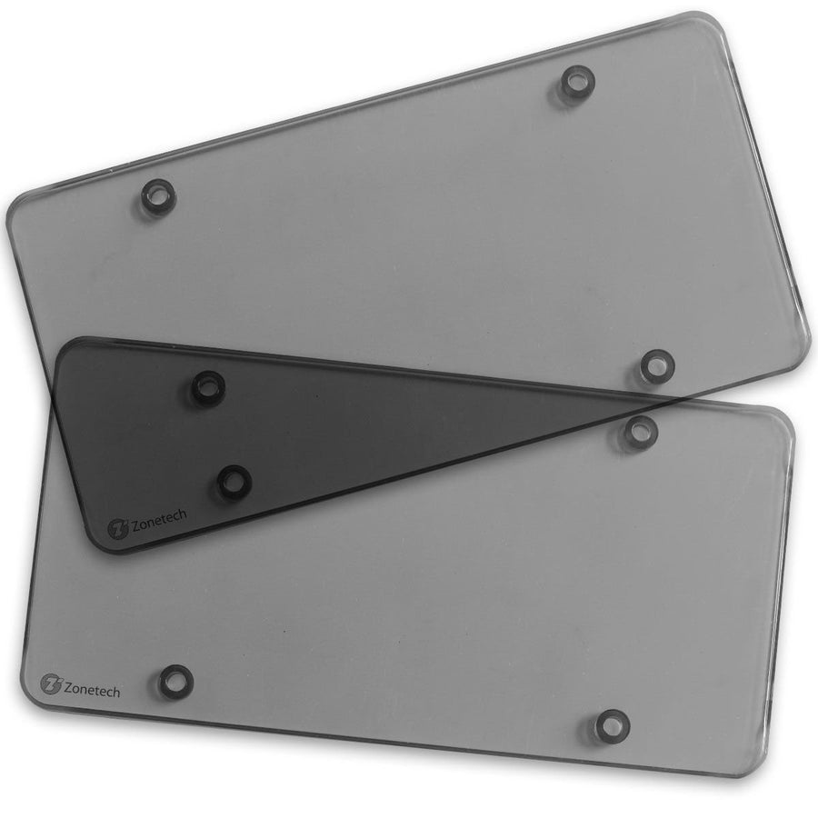 Zone Tech Flat License Plate Cover Shield Plastic Tag Protector Image 1