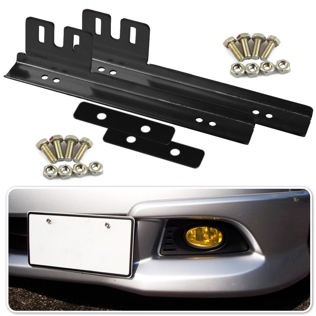 Zone Tech 2x Brush Aluminum Bumper Front License Plate Mount Relocater Bracket Image 1