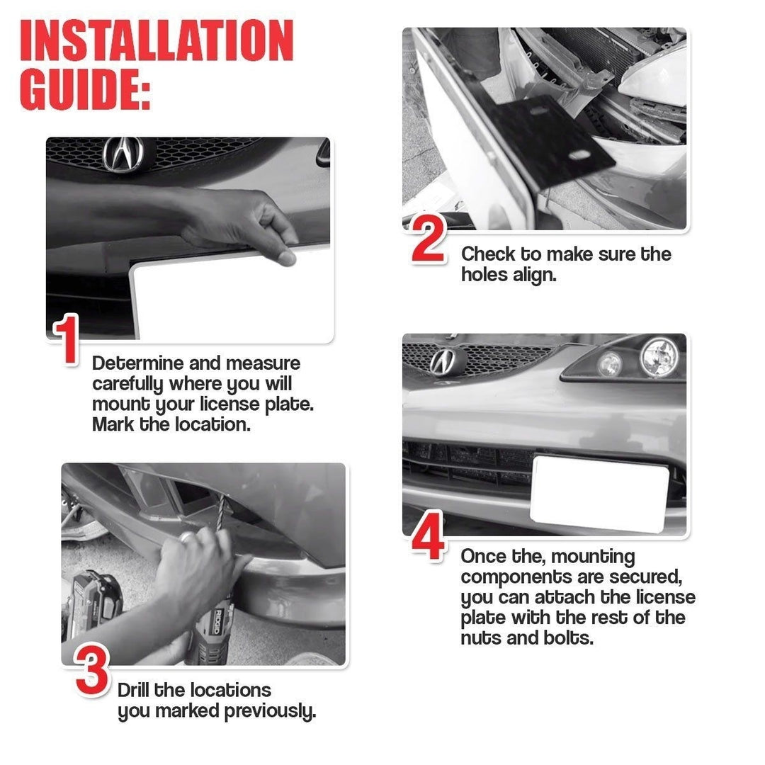 Zone Tech 2x Brush Aluminum Bumper Front License Plate Mount Relocater Bracket Image 6