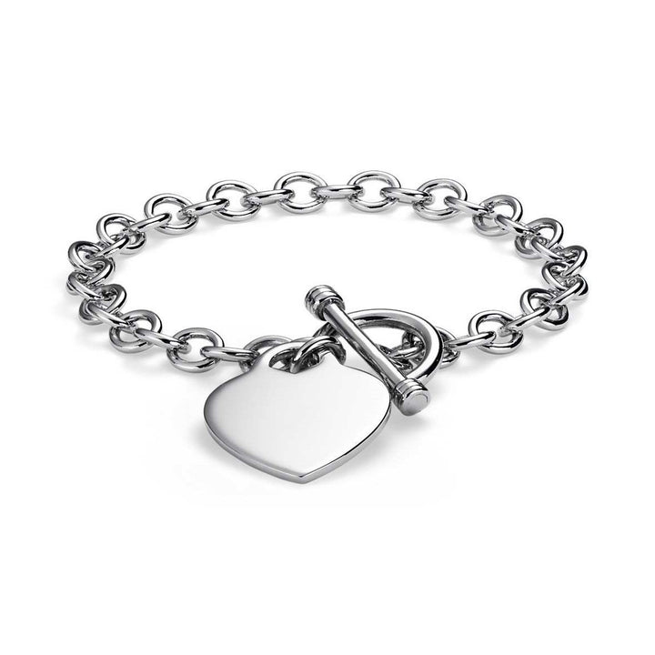 Sterling Silver Heart Charm Toggle Bracelet Gold Rose Gold Designer Inspired Image 1