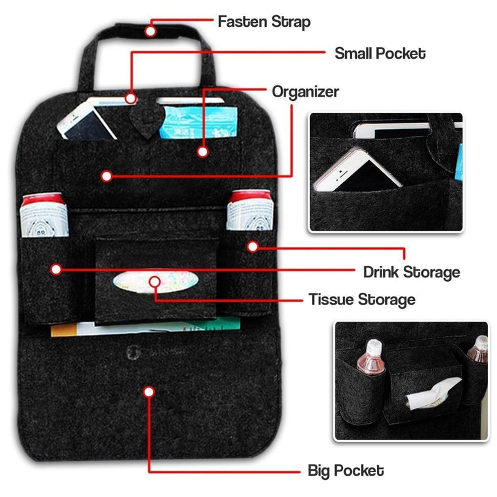 Zone Tech 2x Multi-Pocket Organizer Compact Back Seat Headrest Storage Holder Image 4