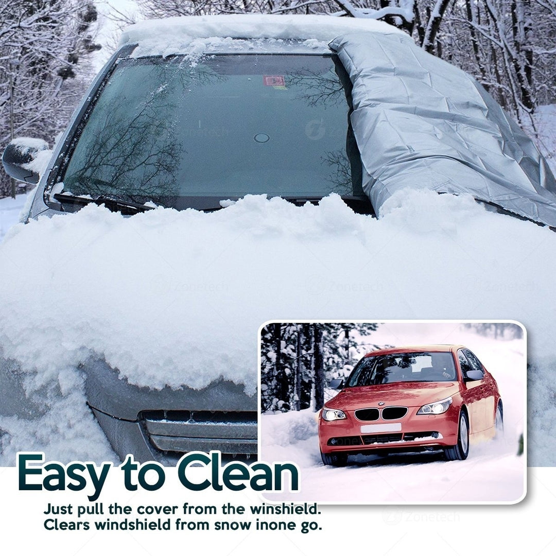 Zone Tech Car Windshield Snow Frost Protector Cover Shield with Hubcap Straps Image 2