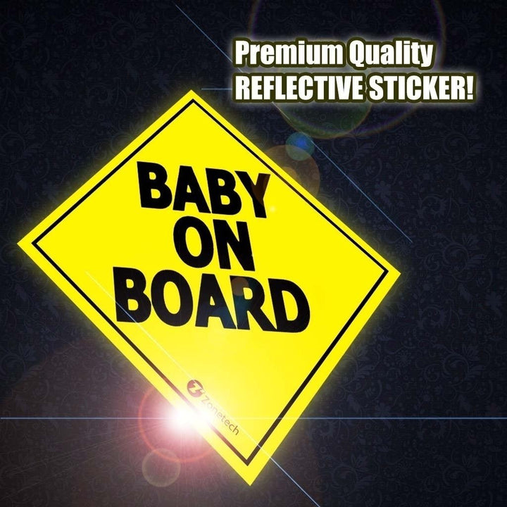 Zone Tech 7" Baby On Board Vehicle Car Safety Bumper Decal Warning Sticker Sign Image 3