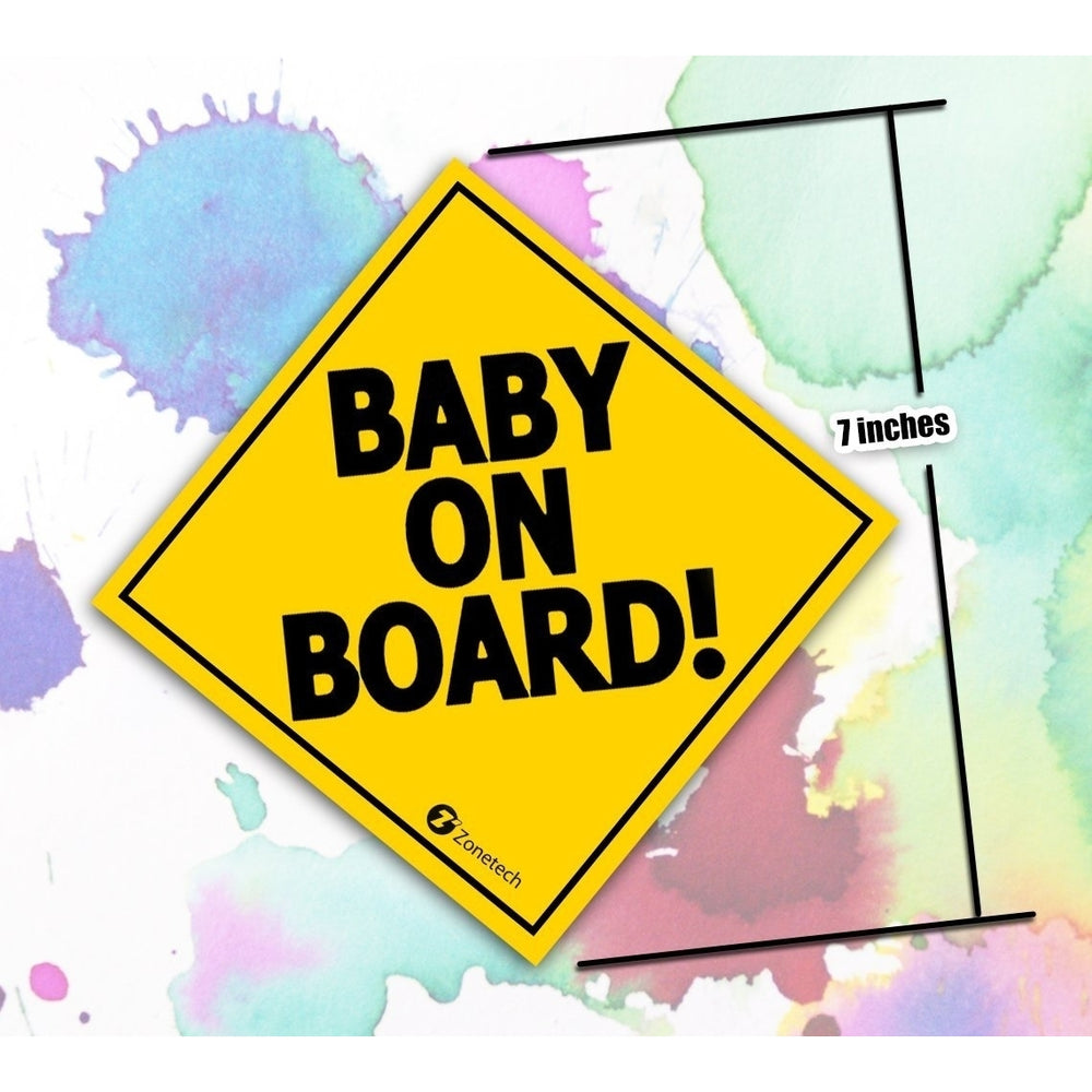 Zone Tech "Baby On Board" Vehicle Safety Sticker - 3-Pack 7" Premium Quality Convenient "Baby on Board" Vehicle Safety Image 2