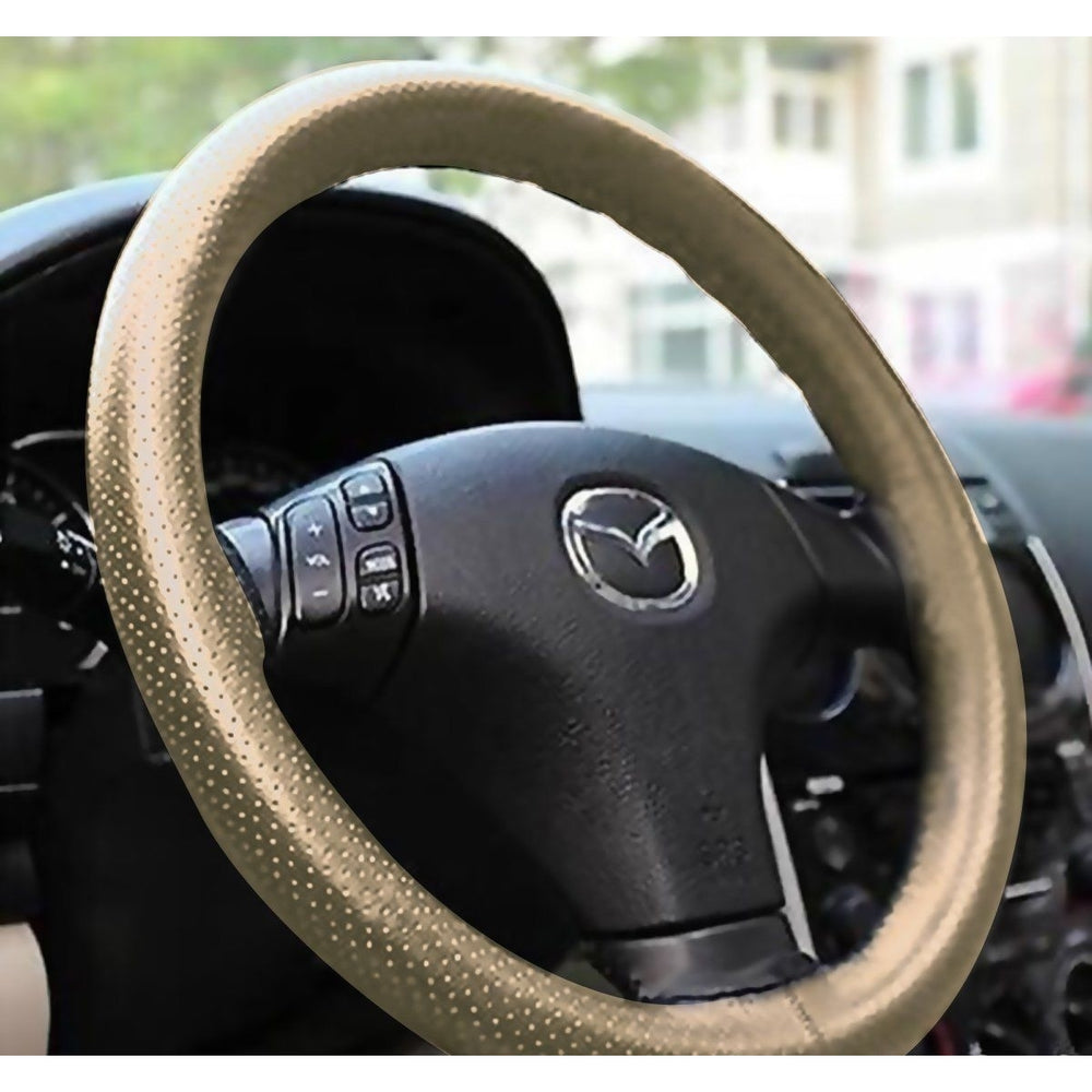 Zone Tech Steering Wheel Cover With Needles and Thread DIY Beige Leather Sew On Image 2