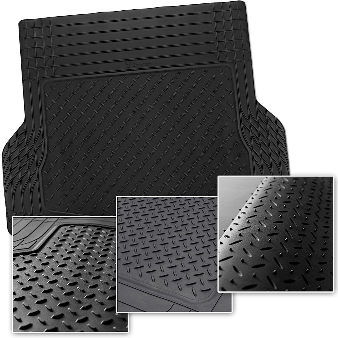 Zone Tech Black Heavy Duty 3D Rubber Floor Mats Cargo Liner Front Rear Trunk Set Image 3