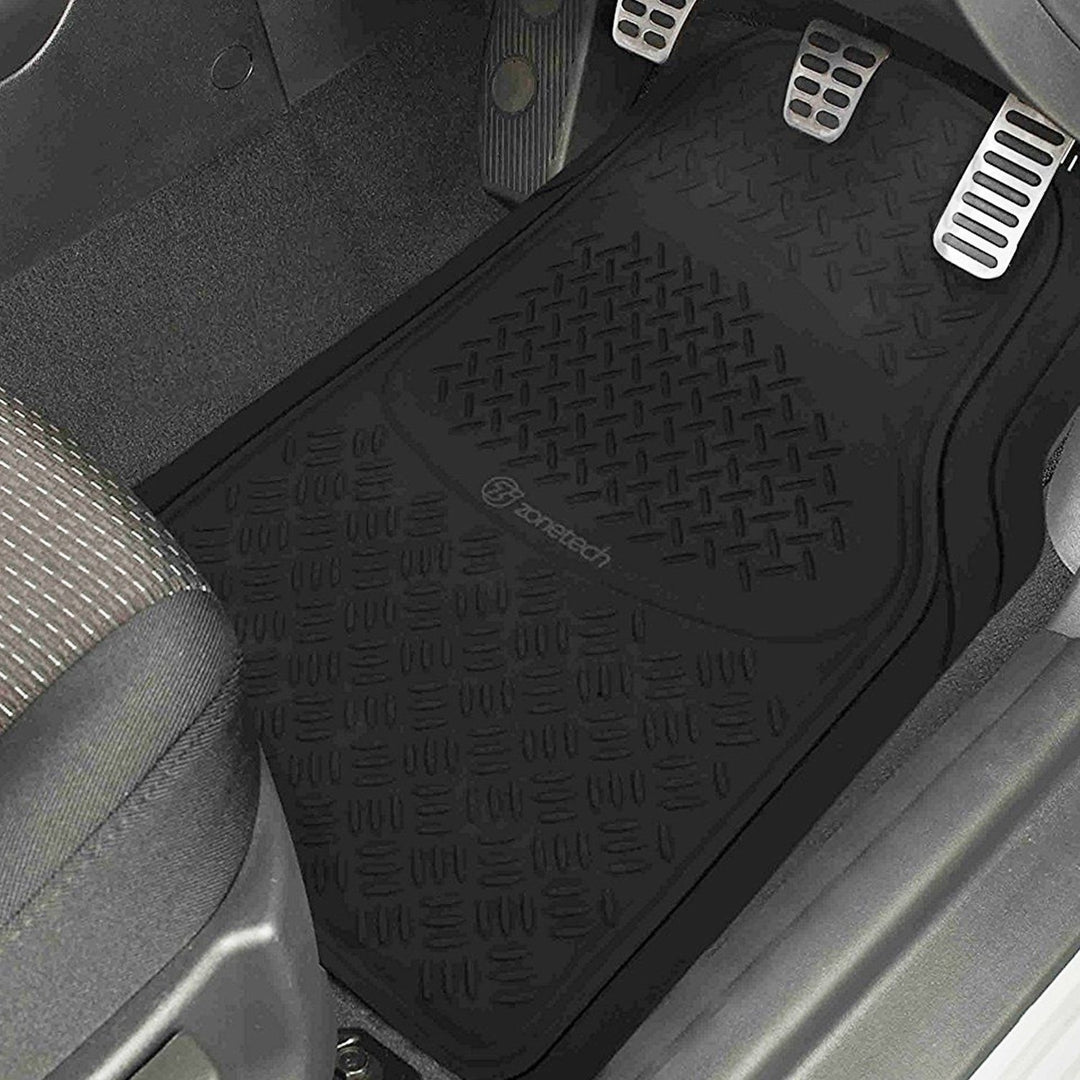 Zone Tech Black Heavy Duty 3D Rubber Floor Mats Cargo Liner Front Rear Trunk Set Image 4