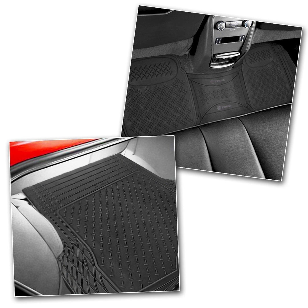 Zone Tech Black Heavy Duty 3D Rubber Floor Mats Cargo Liner Front Rear Trunk Set Image 4