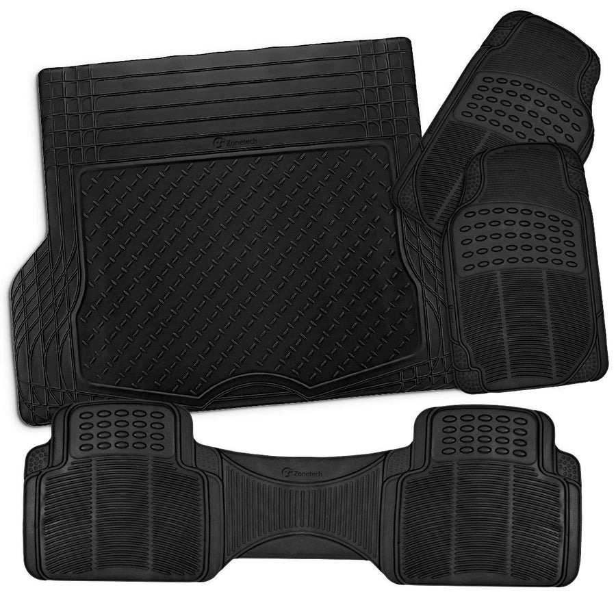 Zone Tech 4 All Weather Heavy Duty Rubber SUV Floor Mat Black 2 Row Trunk Liner Image 1