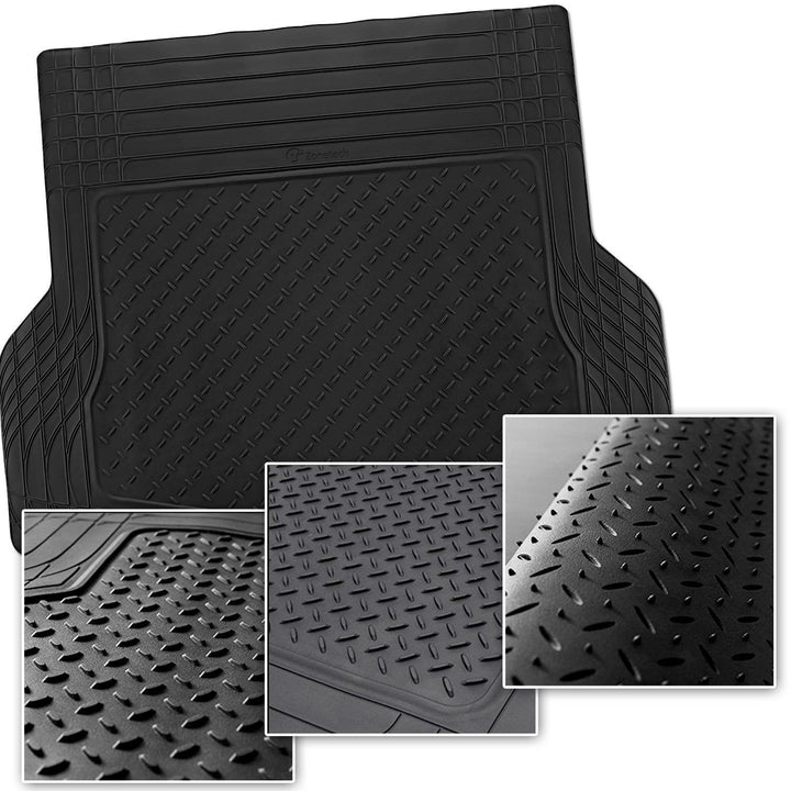 Zone Tech 4 All Weather Heavy Duty Rubber SUV Floor Mat Black 2 Row Trunk Liner Image 3