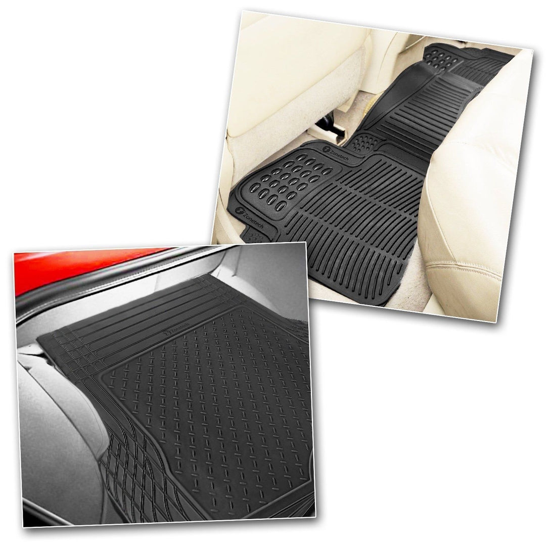 Zone Tech 4 All Weather Heavy Duty Rubber SUV Floor Mat Black 2 Row Trunk Liner Image 4