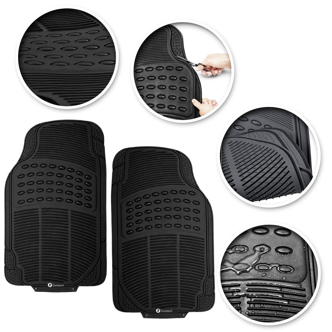 Zone Tech 5x Front Rear Cargo Black Rubber 3D Print Floor Mats For Car Truck SUV Image 2