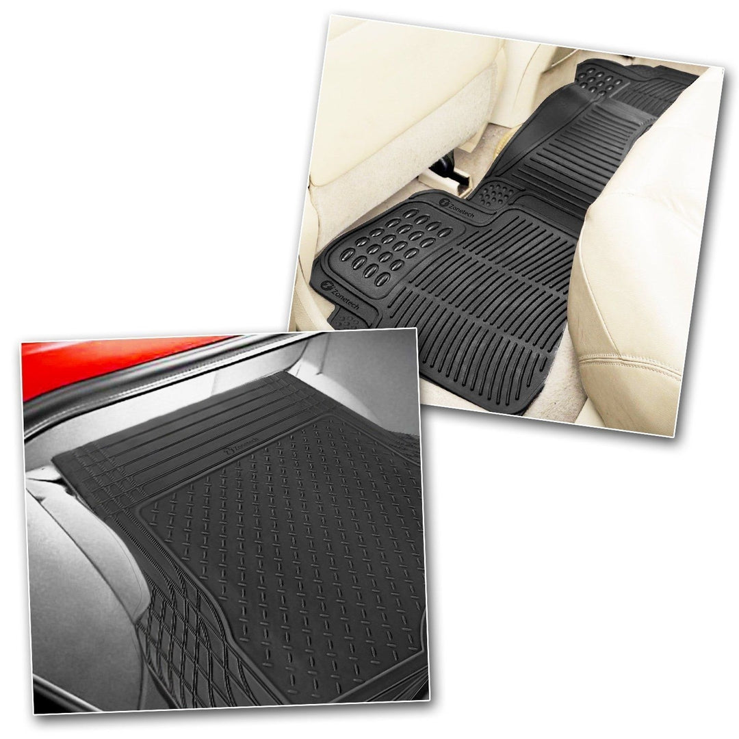 Zone Tech 5x Front Rear Cargo Black Rubber 3D Print Floor Mats For Car Truck SUV Image 4