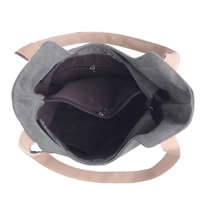 Retro Fashion Cotton Bag Shoulder Simple Casual Handbag Image 8