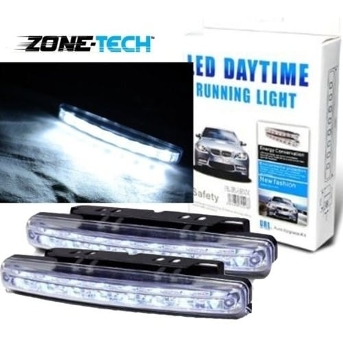 White Car 12V DC Head Lamp Daytime Running Light 8 LED DRL Daylight Kit Image 1