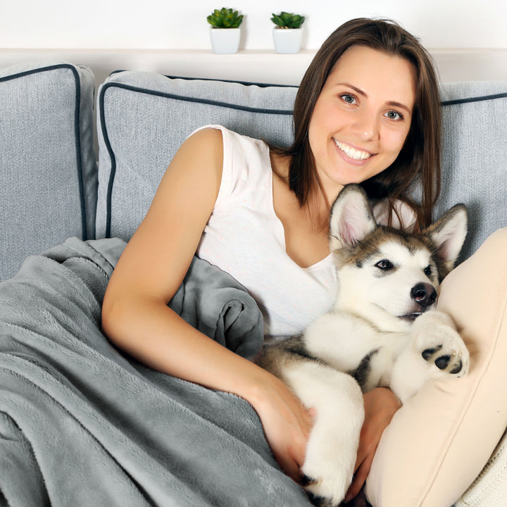Waterproof Pet Throw 50 x 60 Inch Bed Couch Protect Furniture Dog Blanket Gray Image 2