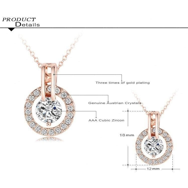 Beagloer Classic Jewelry Set Rose Gold Color Austrian Crystal Necklace Pendant/Earring Set For Women ST0017-A-2  Size Image 2
